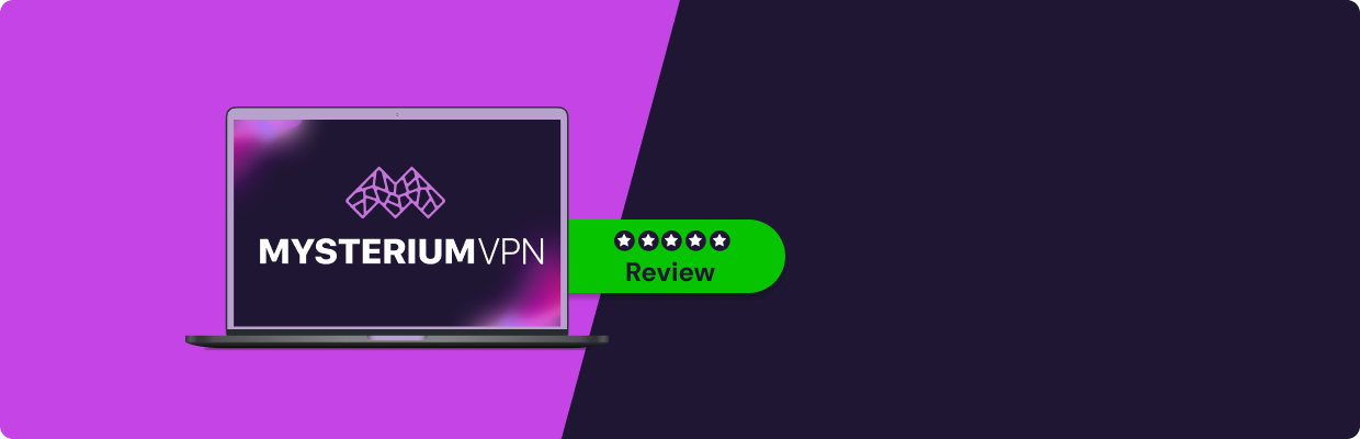 A laptop with Mysterium VPN's logo on it